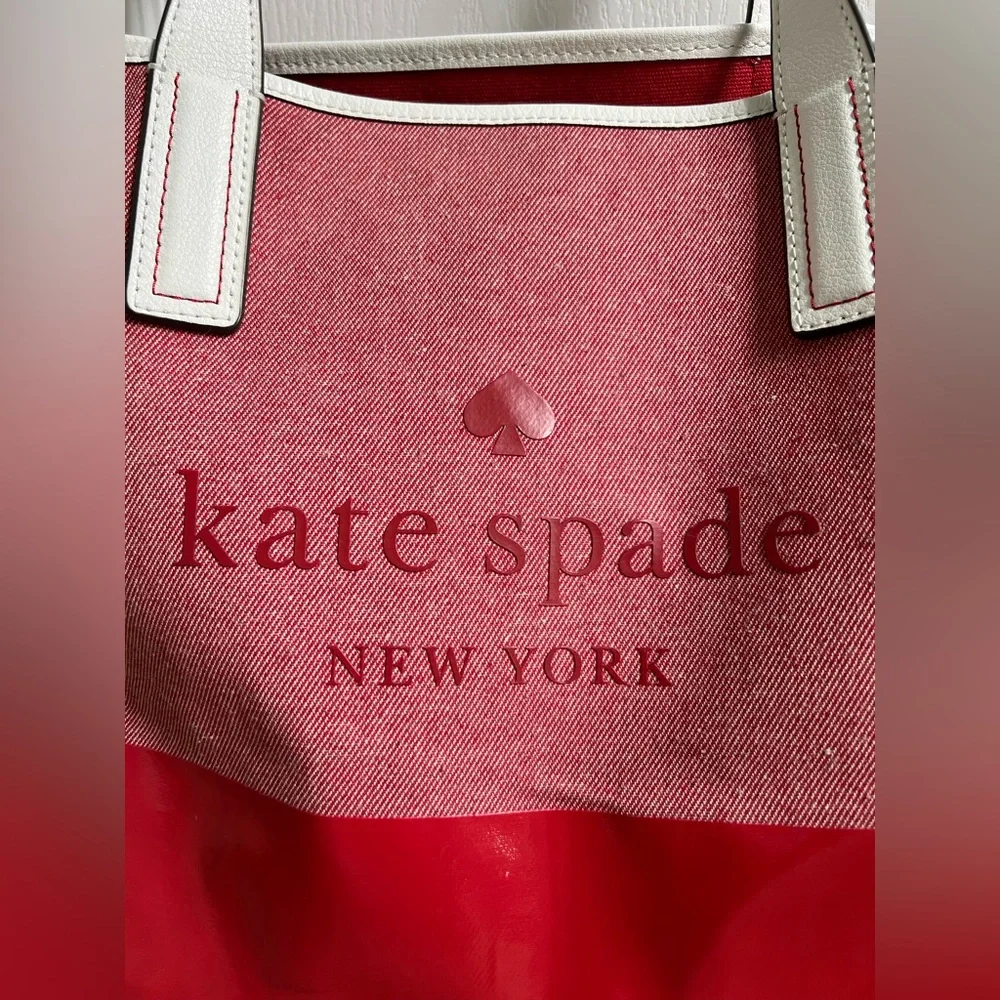 Kate Spade New York Ash Street Logo Tote in Asphalt Red, Triple Compartment - Picture 10 of 14